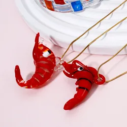 1PCs Red Lobster Lampwork Glass Pendant Charms DIY Making Necklace Jewelry Tiny Statue Ornaments Aquarium Decor Accessories