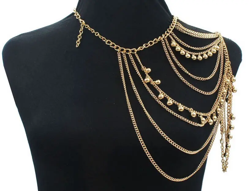 2024 Metal shoulder chain bell body chain Europe and the United States foreign trade best-selling jewelry