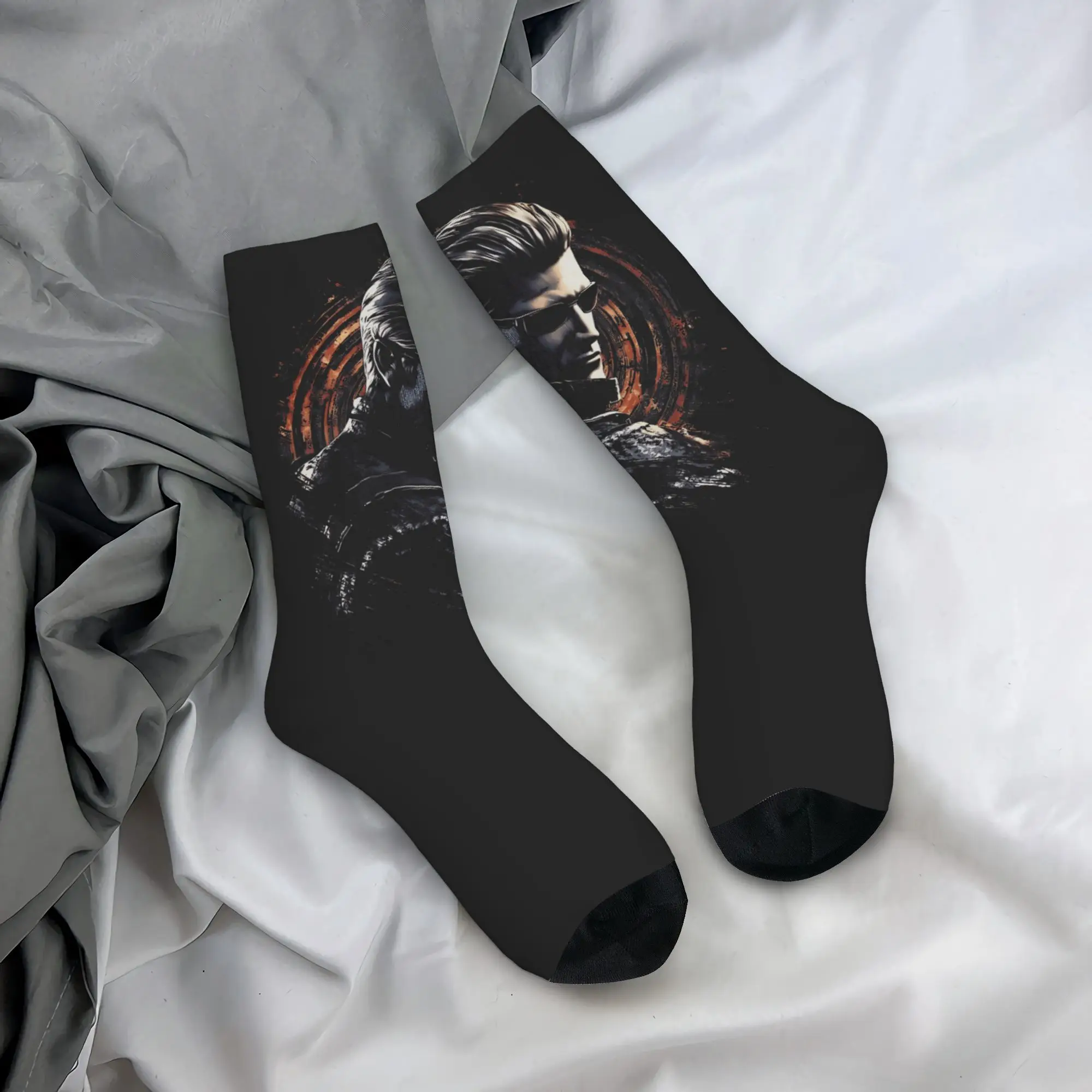 

A-Albert W-Wesker Stockings Gothic Socks Unisex Men High Quality Socks Spring Cycling Pattern Non-Slip Socks Gift