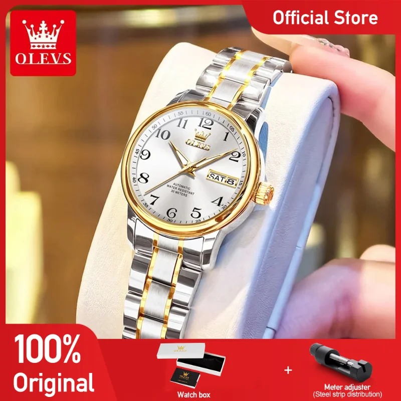 

OLEVS 7072 Ladies Watch Luxury Original Brand Automatic Mechanical Watch Waterproof Day Date Watches For Women Set Bracelet Box