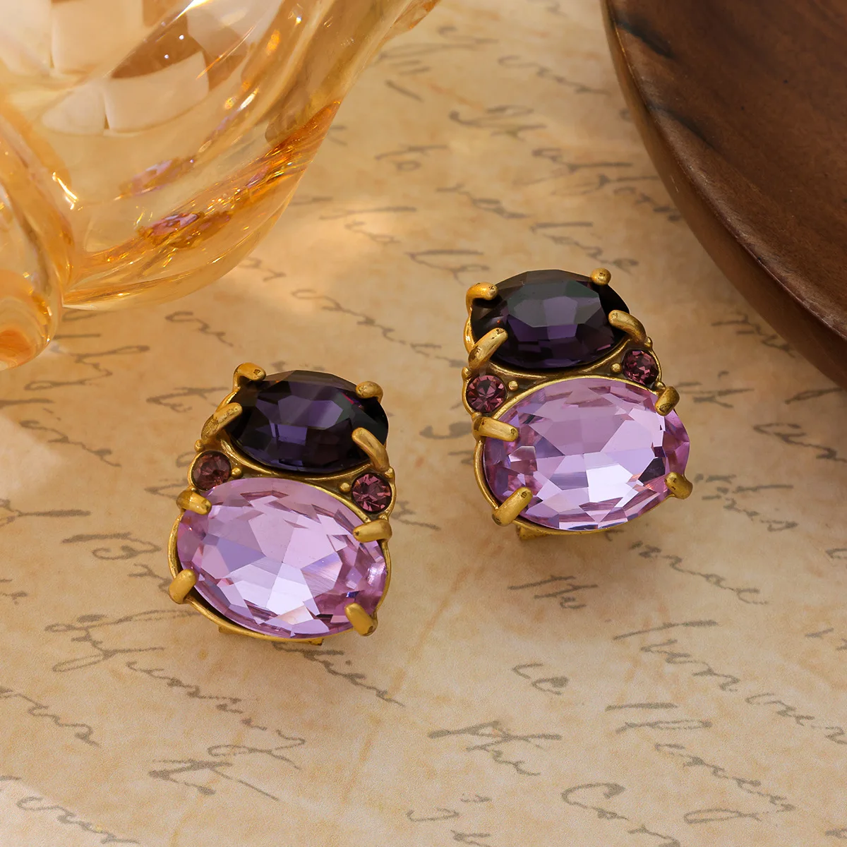 Vintage Gemstone Earrings Simple and Exquisite Ear Jewelry
