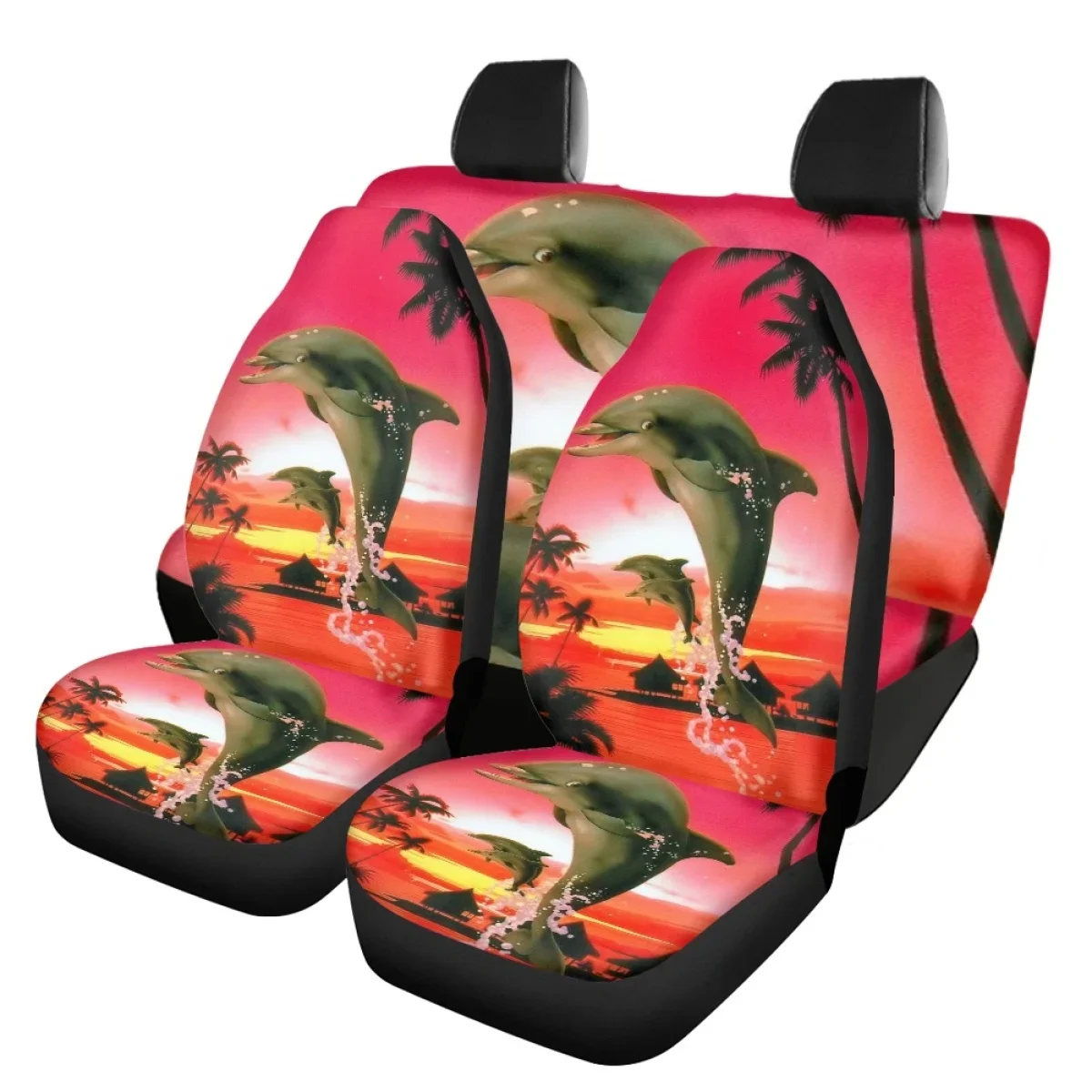 

INSTANTARTS Dolphin Art 3D Design Soft Front and Back Car Seat Covers for Automobile Washable Vehicle Seat Protector Durable