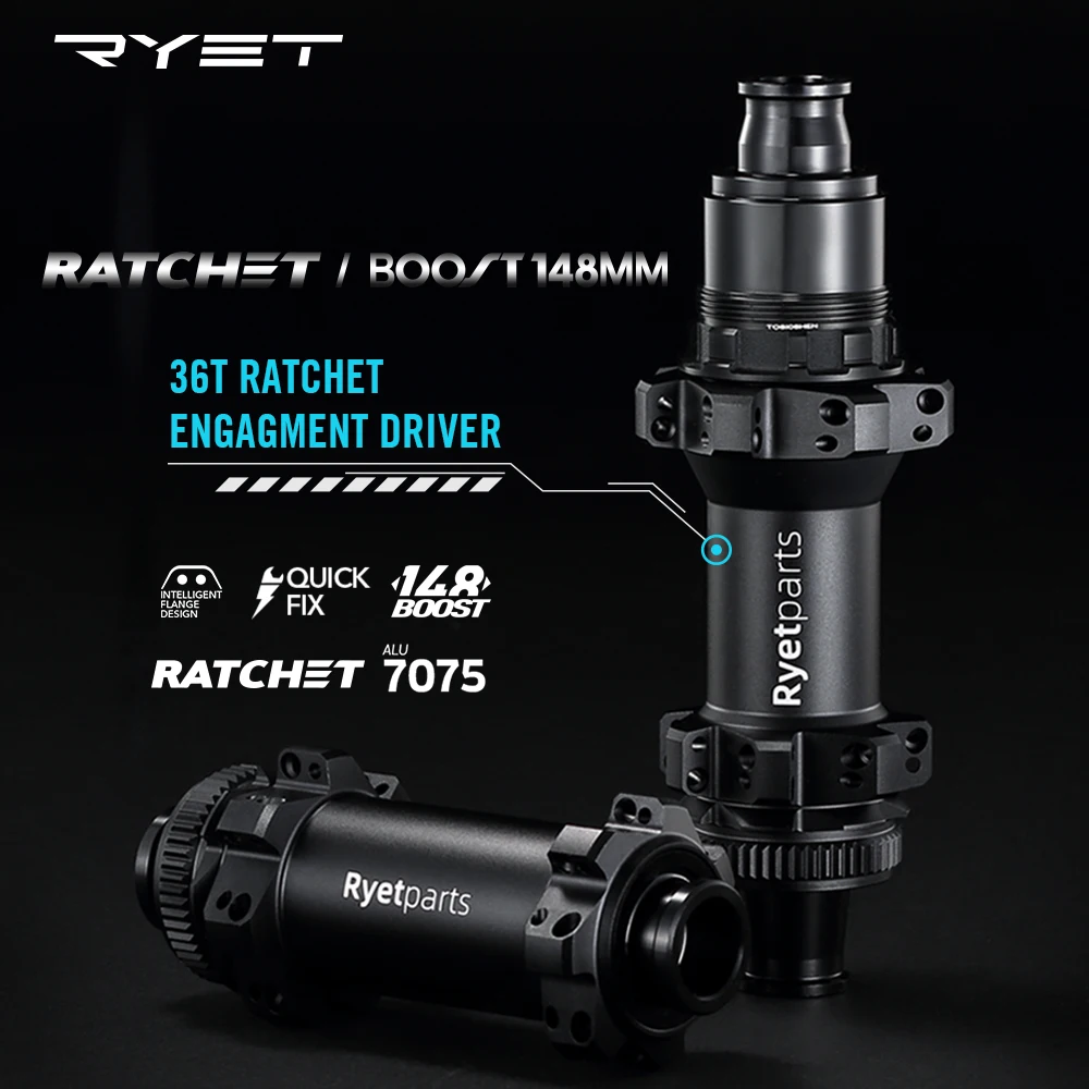 

RYET MTB Straightpull BOOST 148 Hub Ultralight 28 Hole Bushing 36T Ratchet HG XD MS Core 12 Speed Thru Axle 28h Maza Bicycle