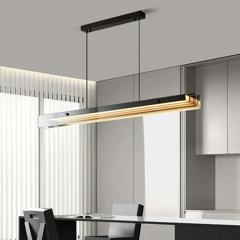 

Restaurant Pendant Dining Table Kitchen Island Style Lighting Bar LED Linear Strip Modern Glass Pendant