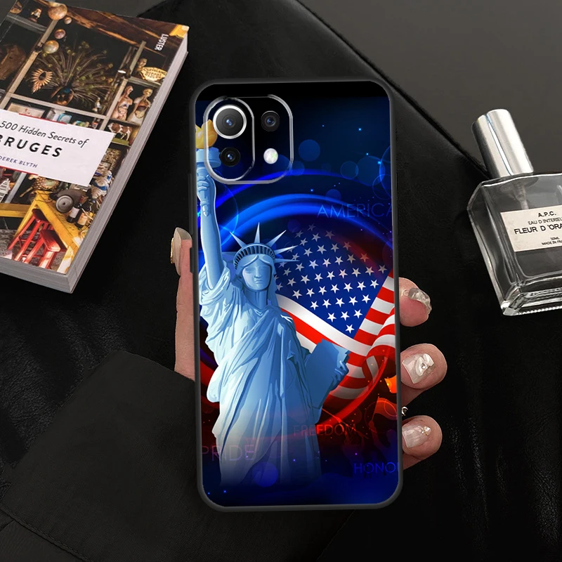 America Flag Statue of Liberty For Xiaomi 13 12 Lite 12X 11T 12T Pro Phone Case For POCO F5 Pro X3 X5 X4 F4 GT C40 M5s F3