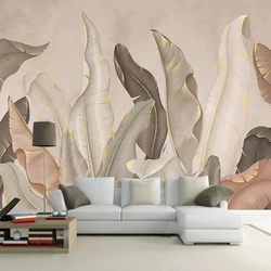Custom Mural Wallpaper Modern Modern Simple Elegant Banana Leaf Wall Painting Living Room Bedroom Home Decor Papel De Parede 3D