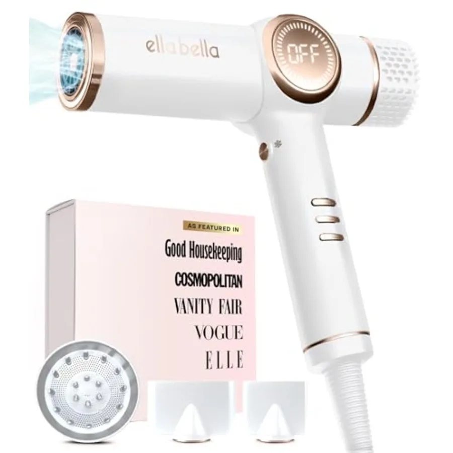 

Professional Ionic Hair Dryer with Diffuser for All Hair Types Negative Ion Technology Rapid Drying Lightweight Low Noise Silve