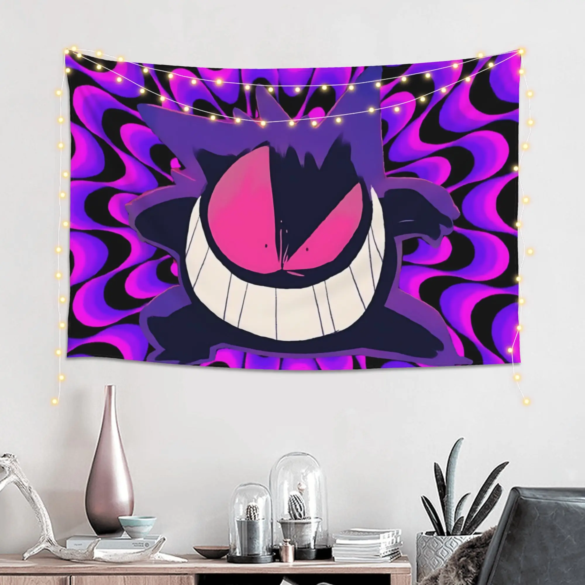 Cutecore Pokemon Halloween Gengar Tapestry Bedroom Decoration  Wall Hanging Blanket Tapestry Cool Stuff For Room
