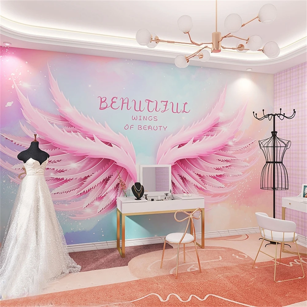 custom pink angel wings mural wallpaper 3d stereo wallpapers for living room dance studio background wall paper fome decoration