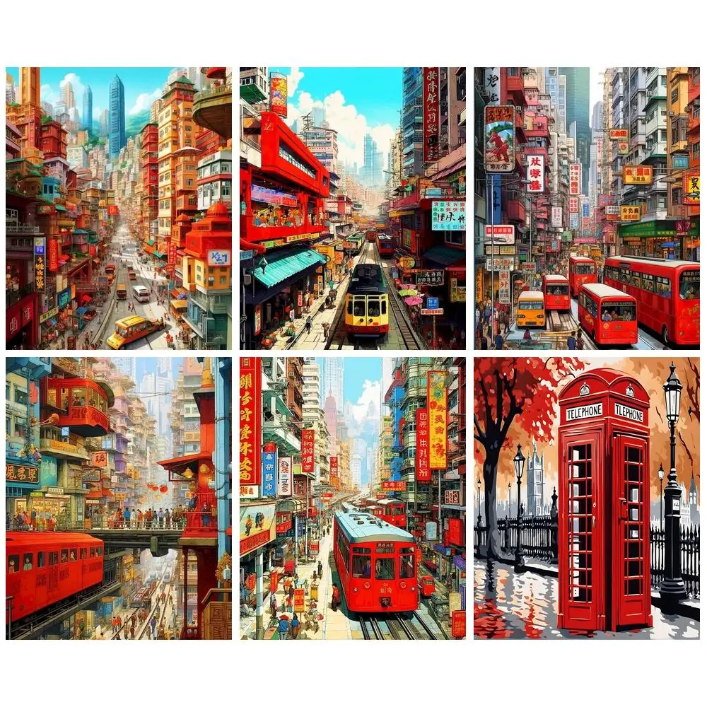 

PhotoCustom Oil Painting By Numbers For Adults City Landscape Coloring By Numbers Diy Gift Picture Drawing Handpainted Wall Artw