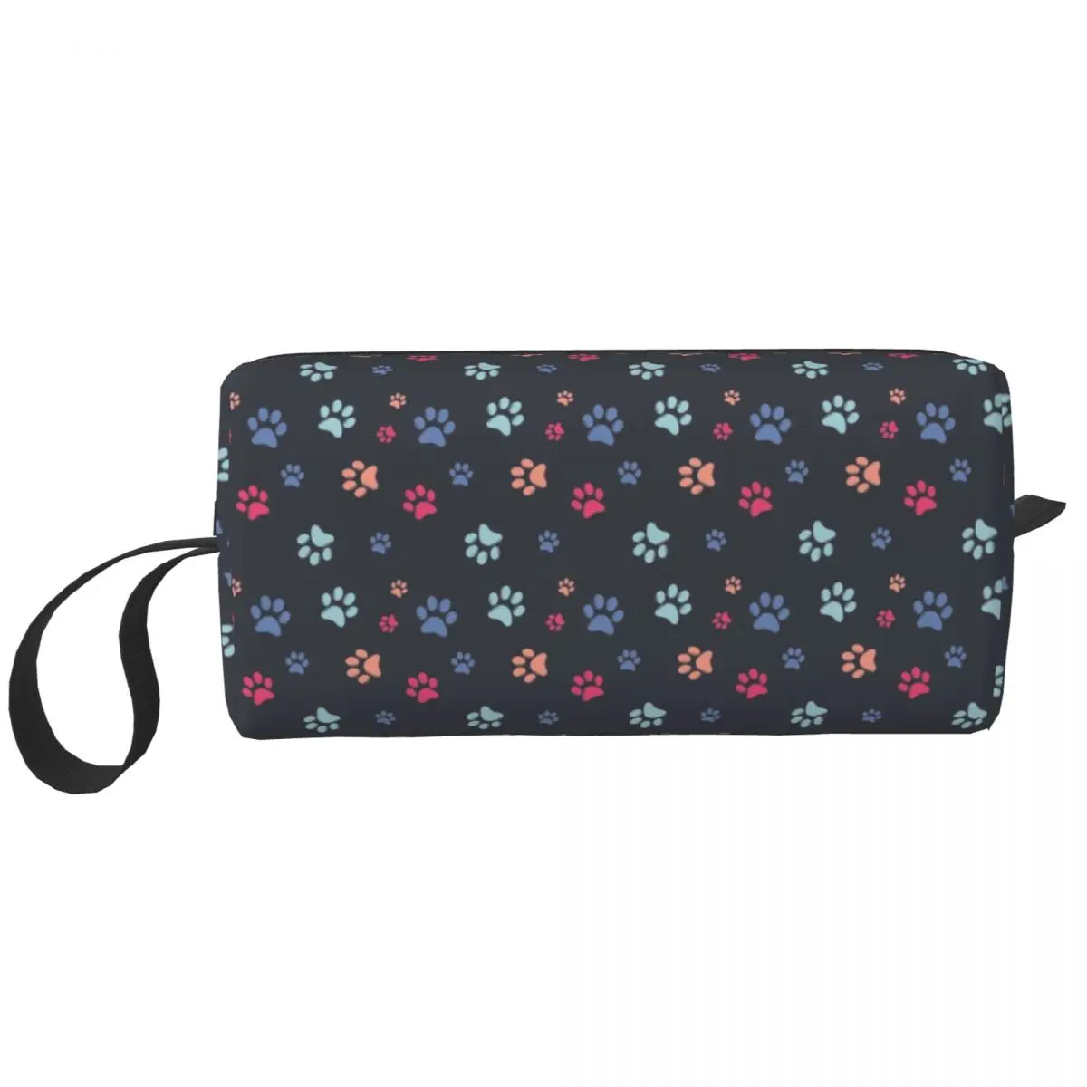 Colorful Dog Cat Paw Print Pattern Animal Lover Pet Makeup Bag Women Travel Cosmetic Fashion Pretty Puppy Storage Toiletry Bags