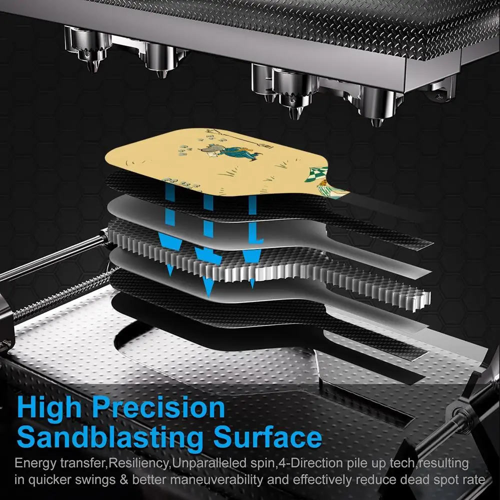 لطيف الحيوان بارك Pickleball مجداف USAPA المعتمدة T700 ألياف الكربون Unibody الحرارية مع 16 مللي متر العسل الأساسية الطاقة والتدبوس