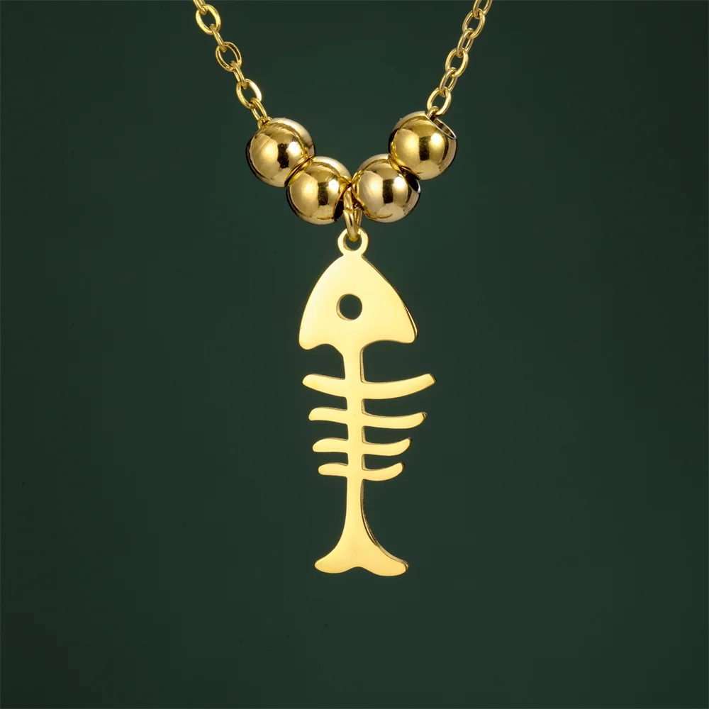 My Shape Katzen-und Fischgräten Anhänger Halsketten für Frauen Mädchen Kätzchen Tiere Charms Halskette Halsreif Edelstahl Schmuck – Detail 32