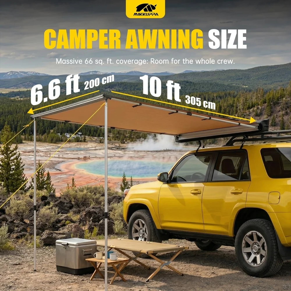 Vehicle Awning 6.6ft x 10ft Car Awning for Jeep with Roof Rack