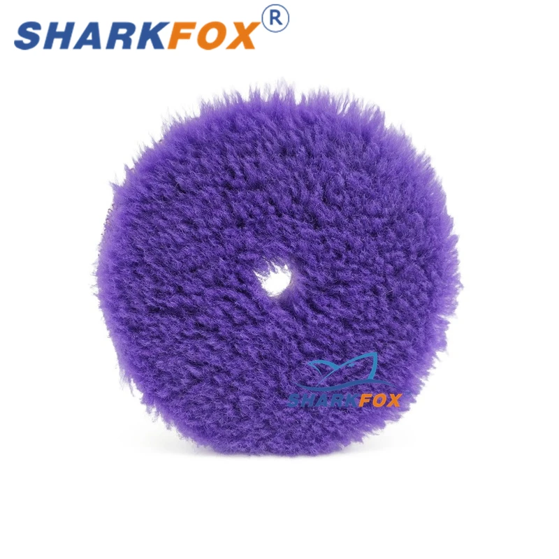 Sharkfox-Almofada De Polimento De Lã Roxa para Pintura De Carro, Enceramento, Buffer, Polidor De Uso, Lã, 5 em, 6in