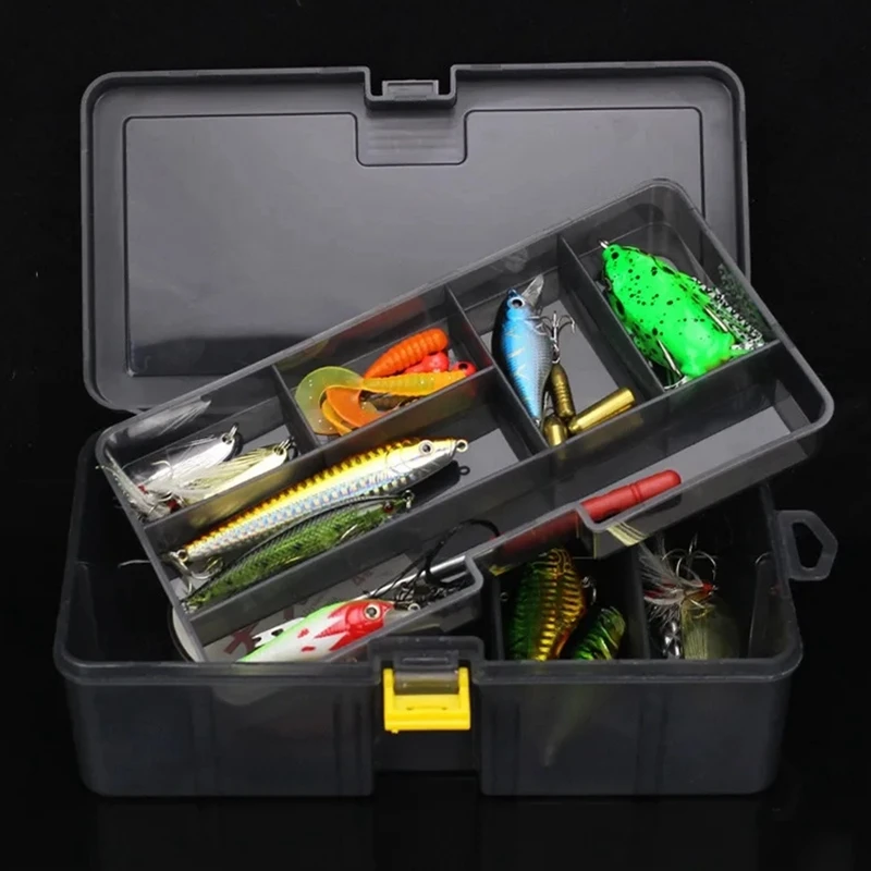 Fishing Tackle Box Waterproof Plastic Double Layer Lures Hook Minnow Bait Storage Case Multifunctional Fishing Tool