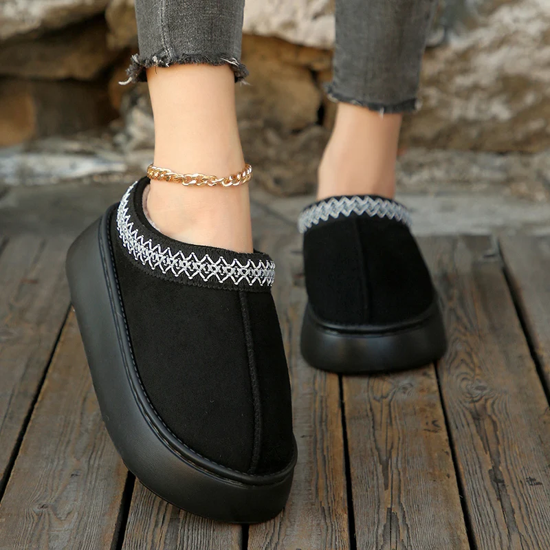 2026 Winter Thick Platform Plush Slippers Women Lightweight Soft Sole Warm Cotton Padded Shoes Woman Non Slip Home Fluffy Slides view 2