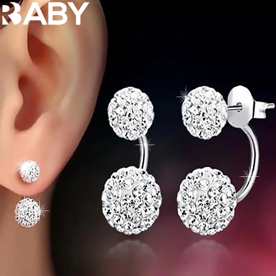 

Promotion 925 Sterling Silver Fashion U Bend Shiny Shambhala Ball Ladies Stud Earrings Jewelry Free Wholesale Gifts