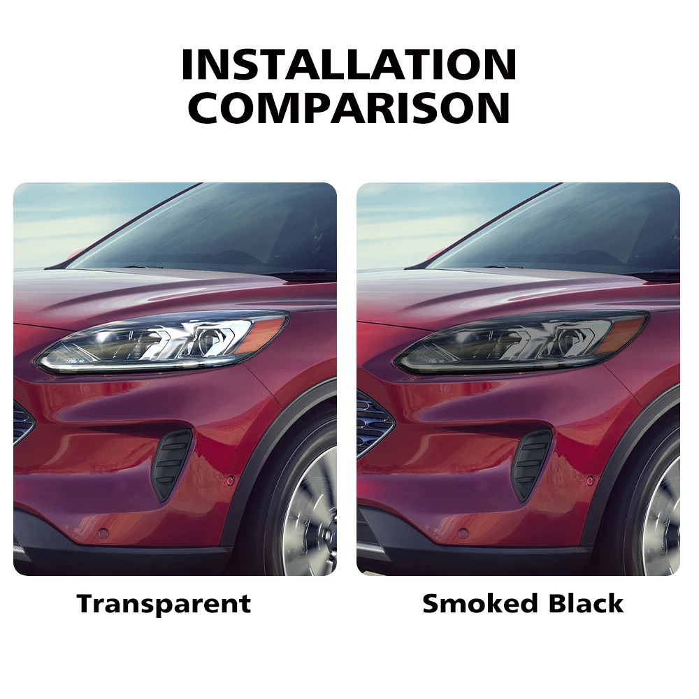 

Smoke Black Pre Cut Car Headlight Protective Film For Ford Kuga/Escape 2020-2026 Anti-Scratch High-Gloss Vinyl Wrap Film