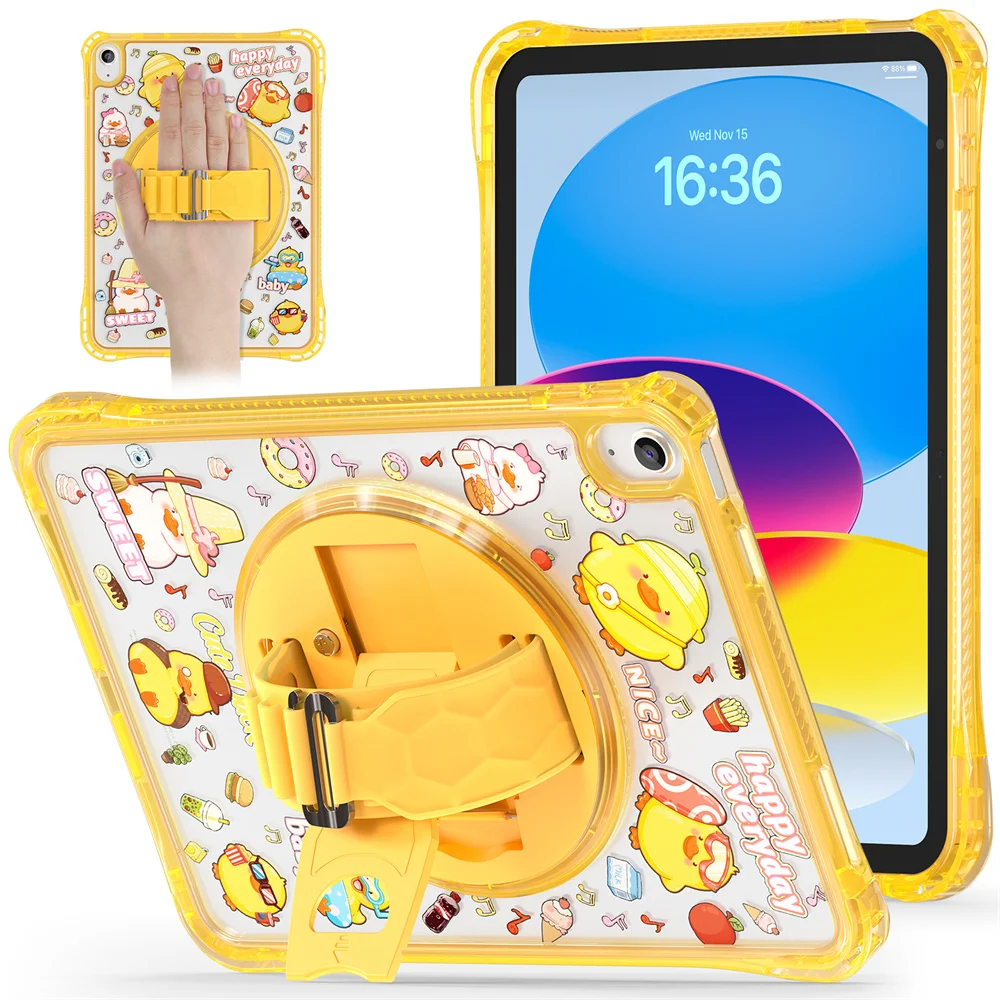 

For iPad Mini A17Pro Cute Cartoon Tablet Protect Case for iPad Air 6th Air11 iPad 10th 2022 Pro 11 Air4 Air5 Mini6 Rotating Case