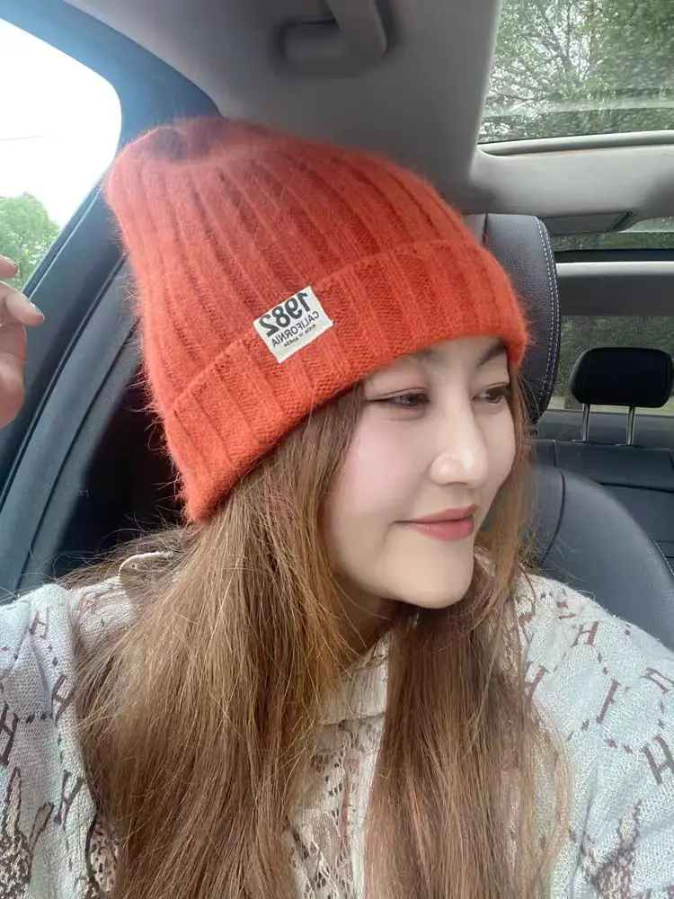 

Hot Selling Winter Hat Real Rabbit Fur Winter Hats For Women Fashion Warm Beanie Hats with1982 Women Solid Adult Cover Head Cap