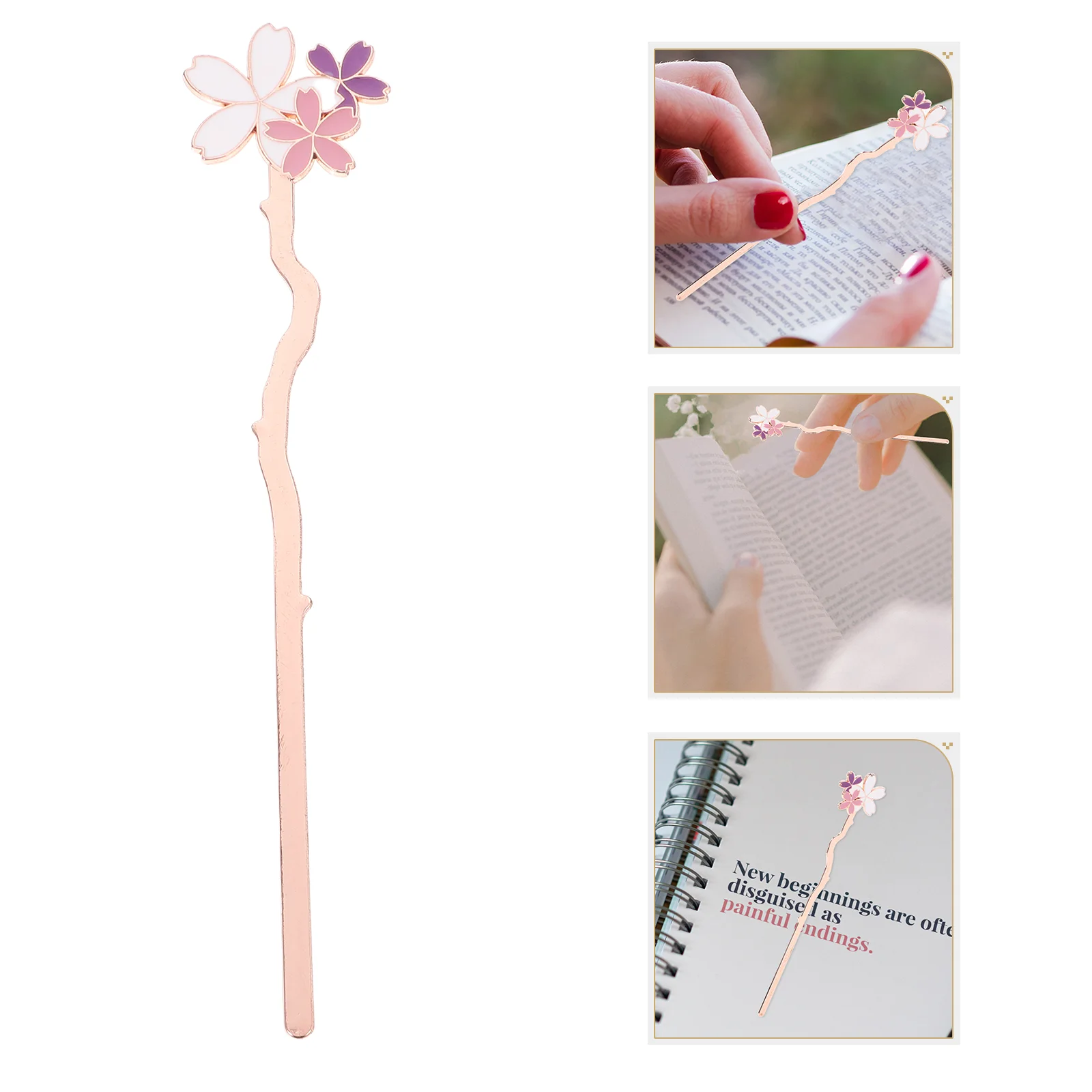 Cartoon Bookmark Wildflower Cherry Blossom Page Marker Personality Decorative Chinese Style Paper Bookmarks Metal Daisy