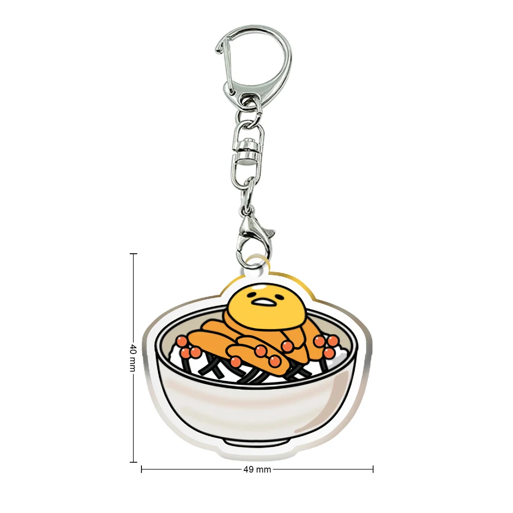 Sanrio Gudetama Lui Ei Japans Voedsel Kawaii Transparant Acryl Hanger Sleutelhangers Kinderen Meisjes Jongens Accessoires Cadeau