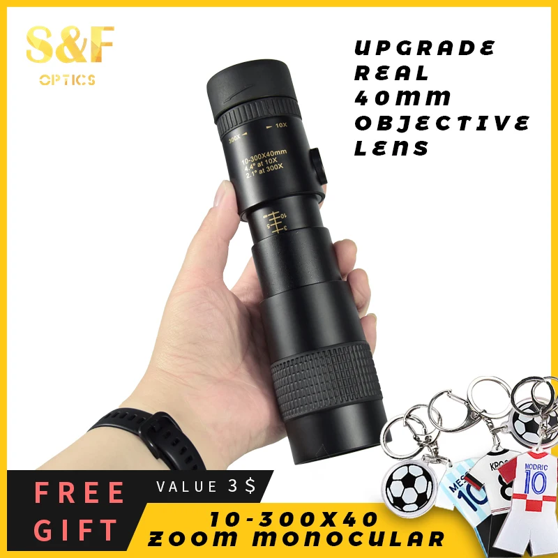 Telescopio Monocular de alta potencia con Zoom, telescopio portátil de 10-300x40mm, actualización HD con trípode y soporte para teléfono para