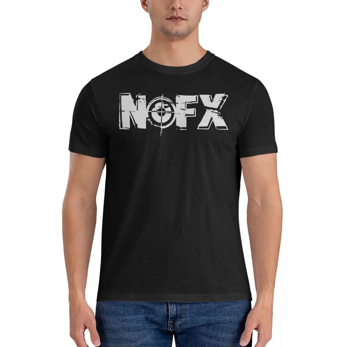 Silver & White Men's T Shirts NOFX Vintage Tee Shirt Short Sleeve Crewneck T-Shirts 100% Cotton Gift Idea Tops