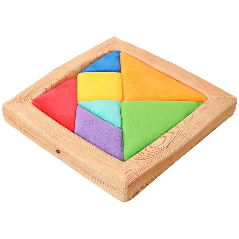 Fabric Tangrams Puzzles Early Educational Toy For Shape Learning Huggable Plush Large Tangram Puzzle Montessori Sensory Toy