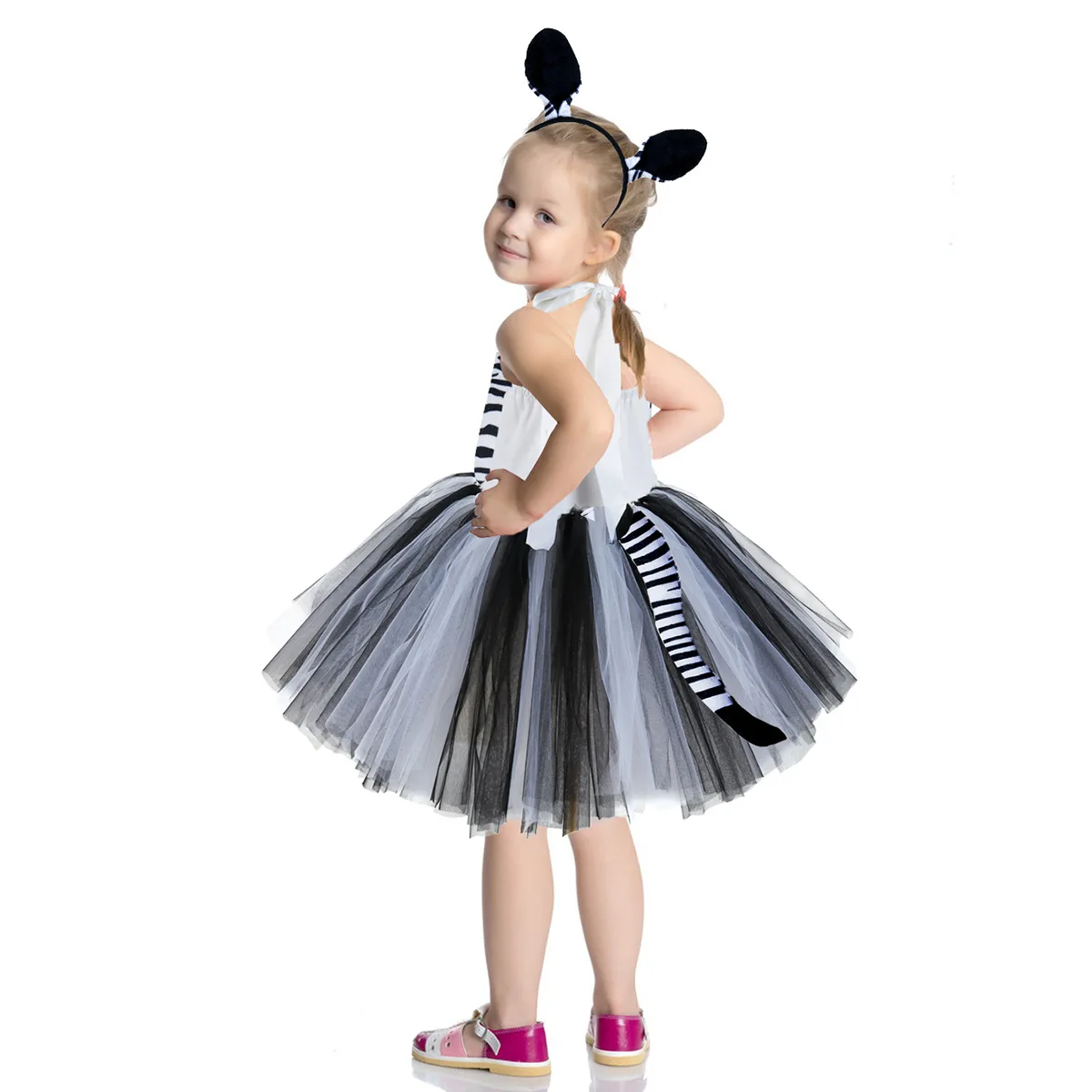 Halloween crianças animal cosplay traje floresta tema girafa vacas tigre leopardo zebra impressão tutu vestido do bebê meninas festa de aniversário