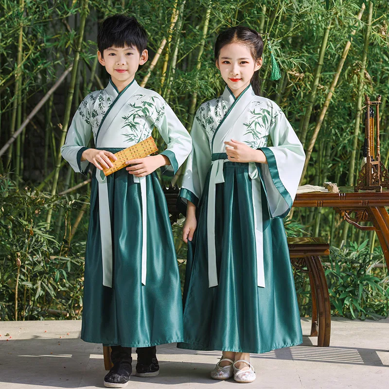 

Children's Hanfu Boys' Traditional Chinese School Uniforms Ancient Costume Dresses Poetry Recitation Stage Costumes