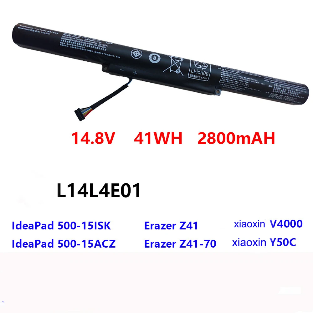 14.8V 2800mAh L14L4E01 Laptop Battery for Lenovo Xiaoxin V4000 Y50C Z41-70 Z51-70 L14L4A01 L14S4A01 L14S4E01 L14M4E01 L14M4A01