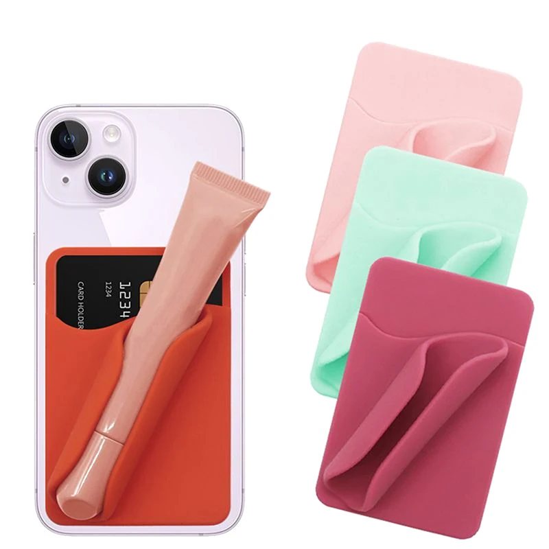 

1pc Lip Gloss Lipstick Lip Holder Soft Silicone Strong Self Adhesive Phone Stand for IPhone 17 Pro Samsung Universal Brackets
