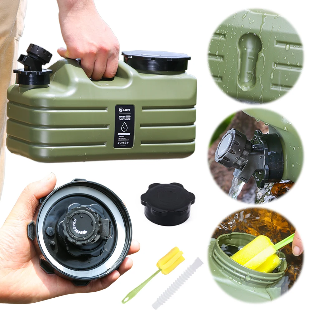 5/11L Outdoor Water Bin Large Capacity Portable Camp Water Bag with Detachable Faucet No Leakage for Camping Fishing Picnic