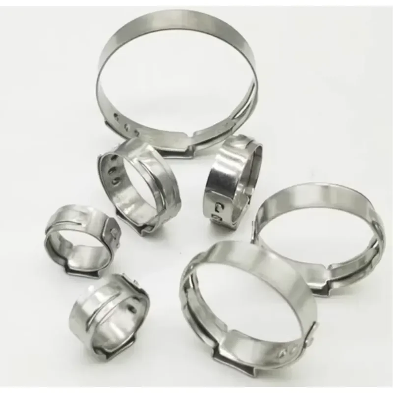 PACK OF 100, 304 Stainless Steel Single Ear Crimp Hose Clamps Stepless G Clamps OETIKER O-Clips