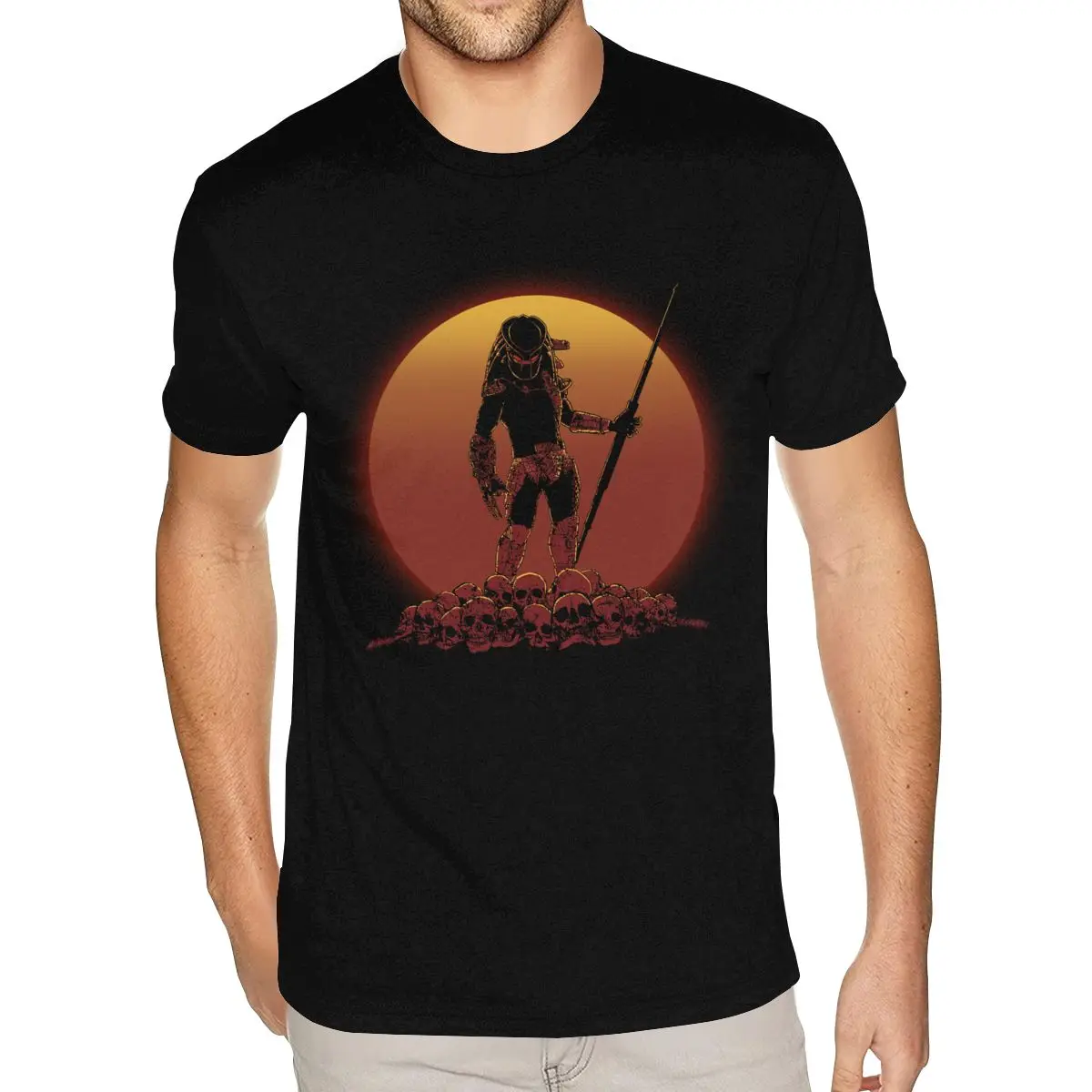 Purple Predator Alien Hunter On Sunset Tees for Men Make Your Own Short Sleeved 100 Cotton O Neck T-Shirt