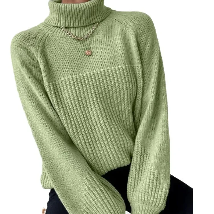 Women 2024 Turtleneck Knitted Sweater Thick Pullovers Spring Warm Autumn Winter Cross Jacquard Jumpers Y2k E-girl Jumper Work