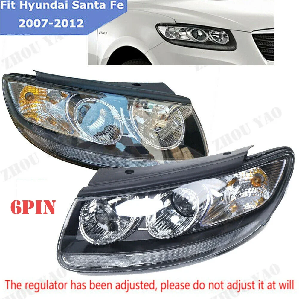 Headlights Headlamps Assembly For 2007-2012 Hyundai Santa Fe Halogen OEM  Automotive Accessories