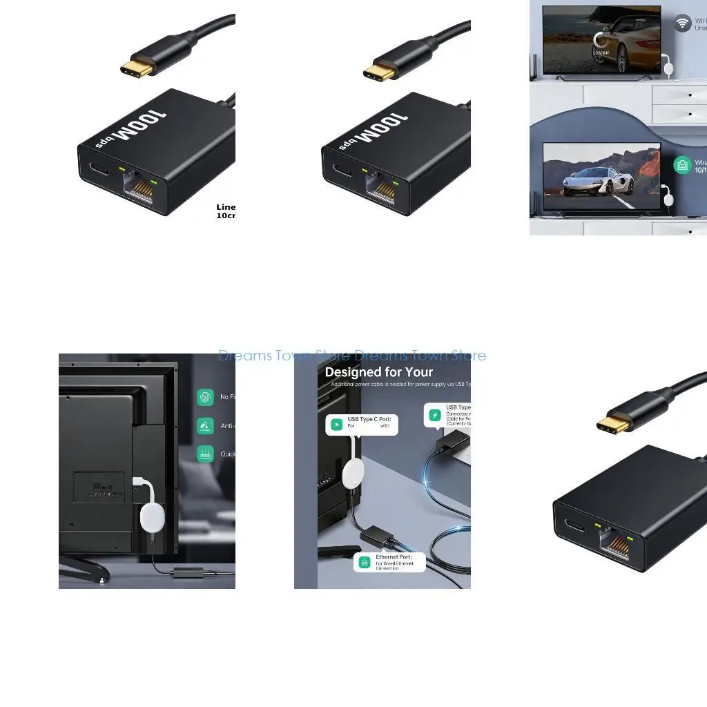 

HX6A USB Type C к адаптерам Ethernet RJ45 с портом быстрой зарядки для портативного компьютера