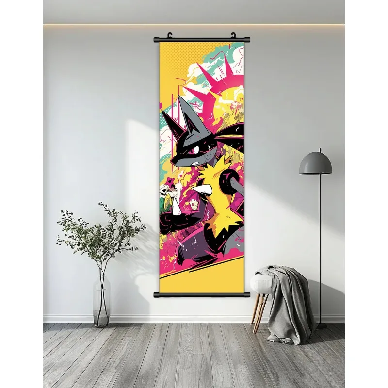 أنيمي الفم بوكيمون أنيمي بوستر بيكاتشو رايكوزا جاردينفير السنجاب المطبوعة الرجعية التمرير اللوحة جدار الفن الديكور