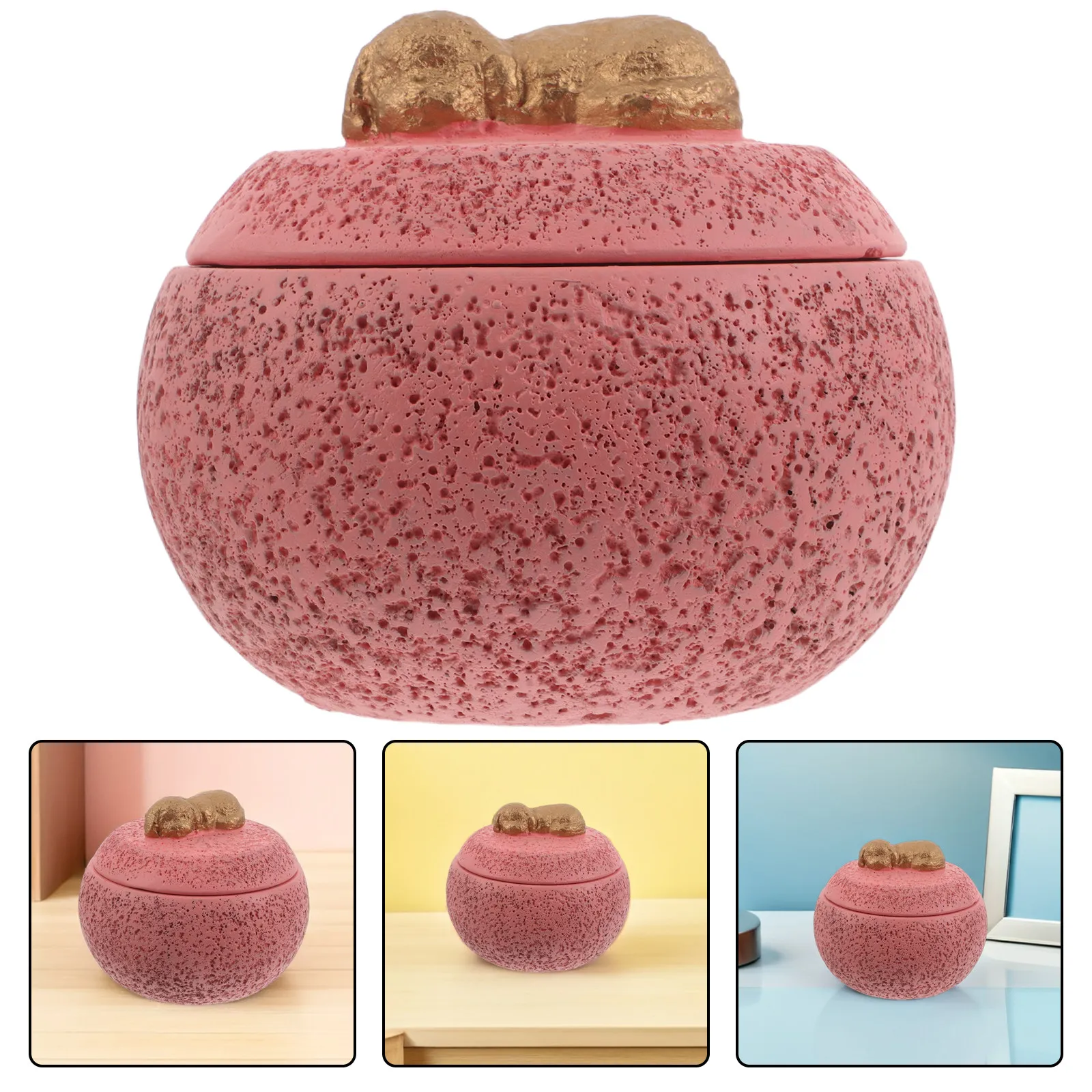 

Pet Urn for Dogs 12Oz Cement Decorative Mini Urn Small Dog Keepsake Ashes Box Pink Round Pet Funeral Memorial for Cats Animal