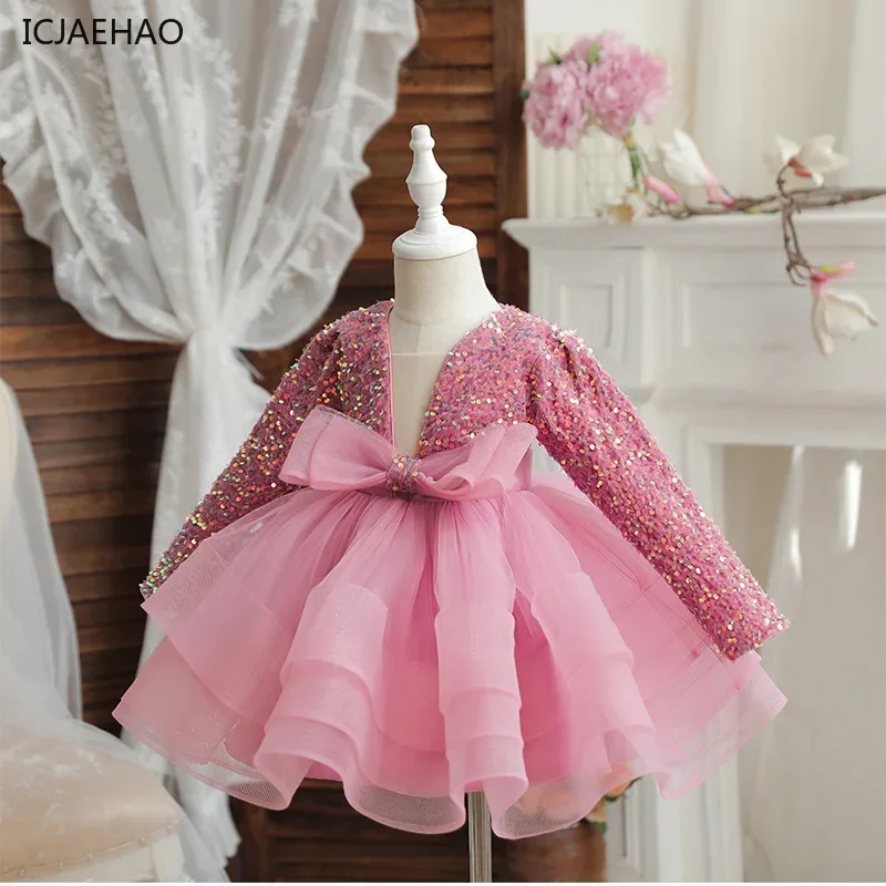 2025 Sequin Boutique Trend Children Clothing Elegant Princess Party Ball Girl Outfit High Quality Fashion tutu Dressed