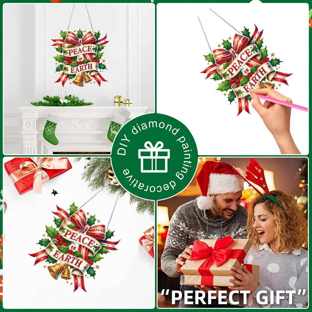 

Christmas Ring Theme 2D Flat DIY Hanging Diamond Art Kits Wall Decor Crafts