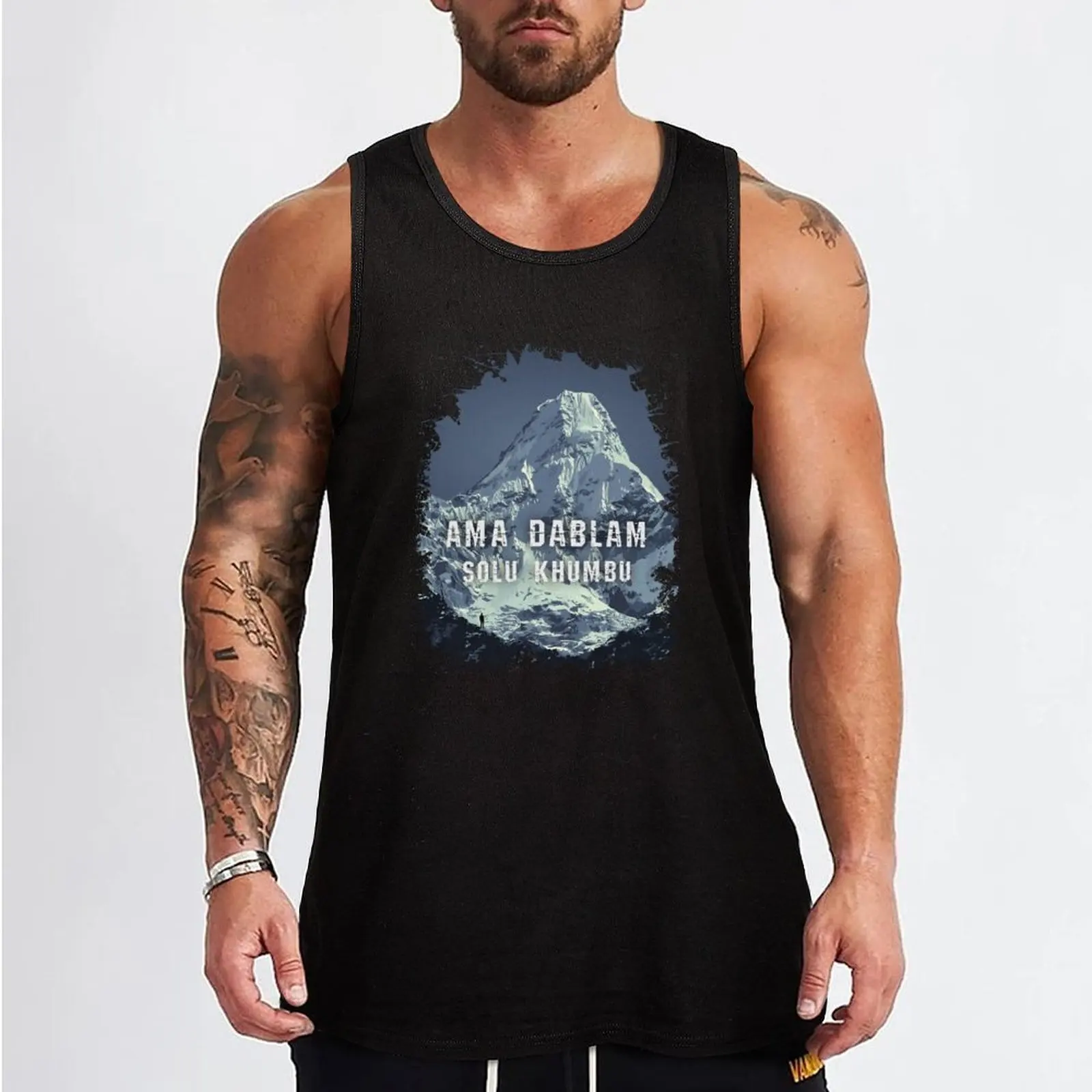 Ama Dablam - Solu Khumbu - Nepal Tank Top gym Men's t-shirts Top summer Sleeveless top Men's cotton t-shirt