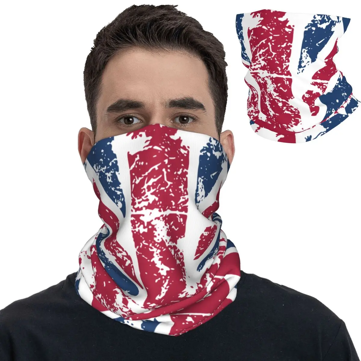 Union Jack T Shirt Men UK Flag Bandana Neck Cover Printed Balaclavas Face Mask Scarf Multifunctional Headband for Men Women