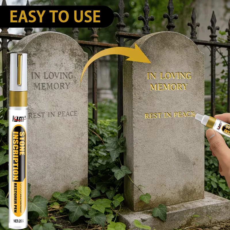 Gold Stone Inscription Restorer Pen Waterproof Permanent Marker for Tombstone Monument Graffiti Metal Glass DIY Craft Painting