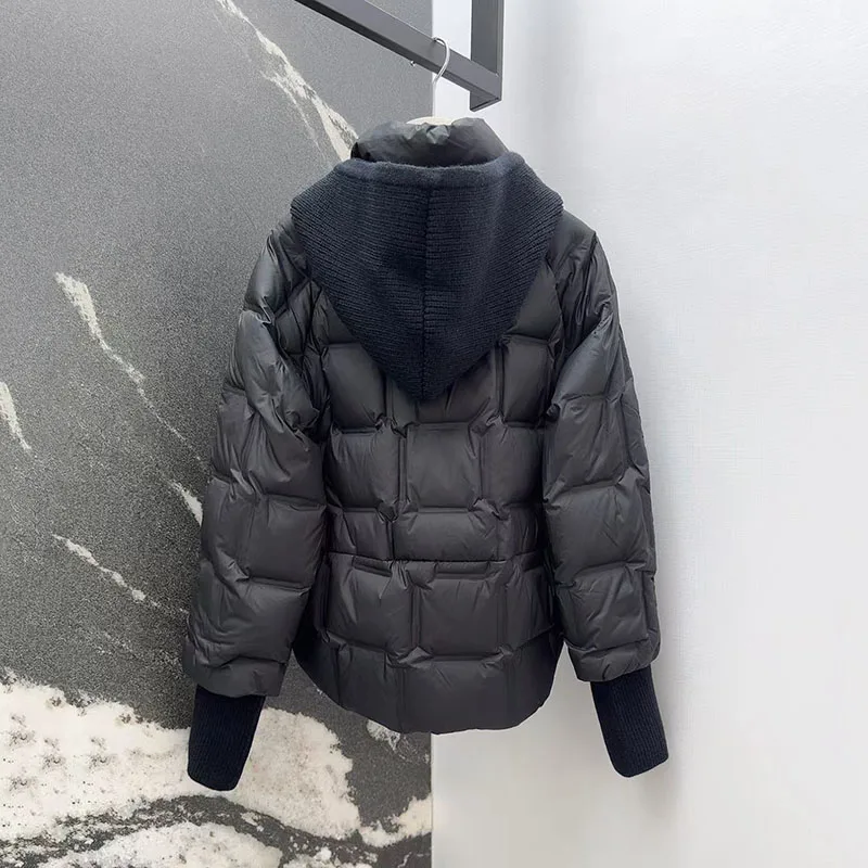 2025 가을/겨울 신상 여성용 후드 숏 다운 재킷, 두껍고 따뜻한 브레드 재킷, 패셔너블한 코트
