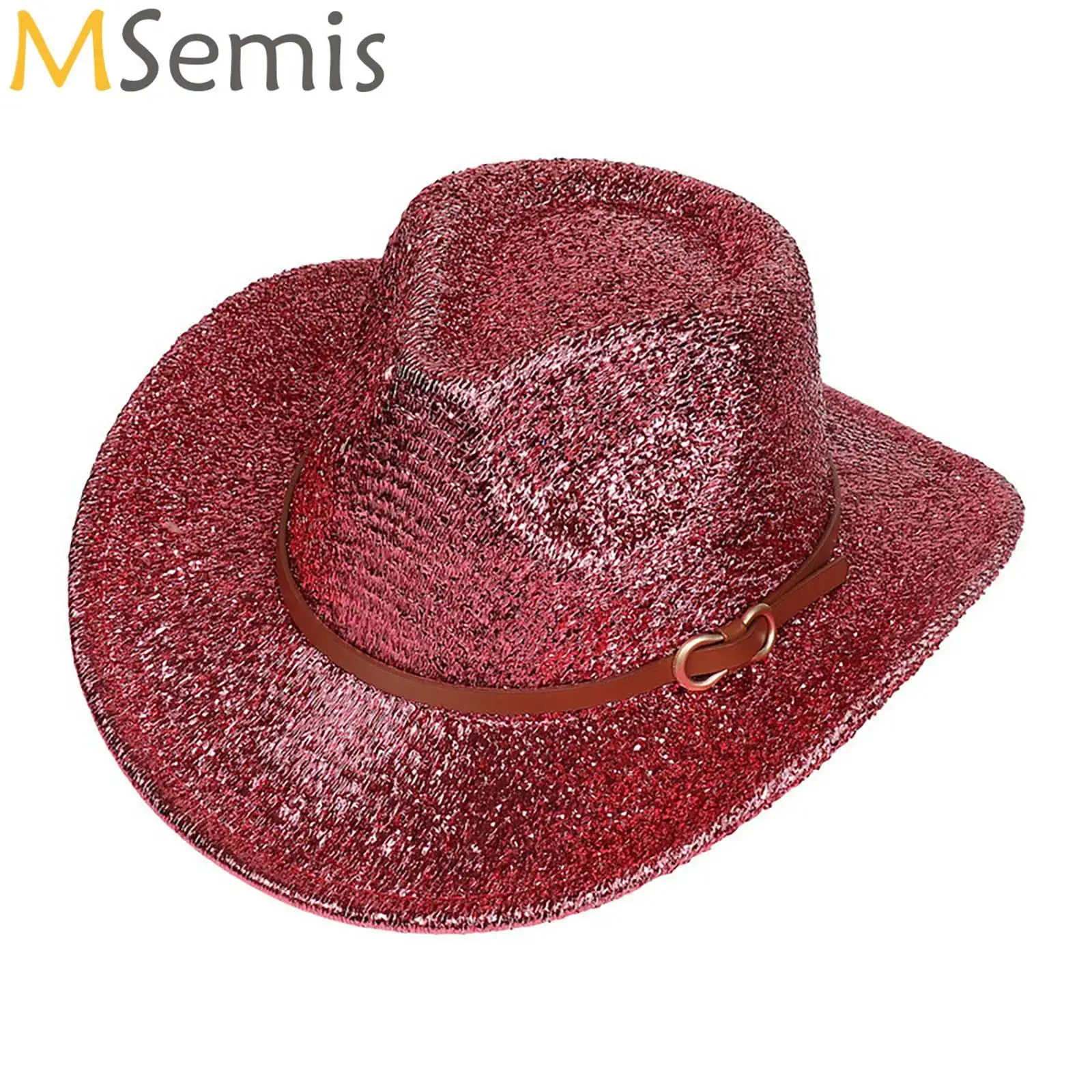 

Mens Womens Western Cowboy Hat Winter Autumn Church Jazz Elegant Cowgirl Hat Sparkly Flanging Brim Sun Hat Party Decorations