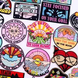 Landscape Patch Cartoon Embroidery Patch DIY Iron On Patches For Clothing thermoadhesive Patches On Clothes Tape Sewing Stickers